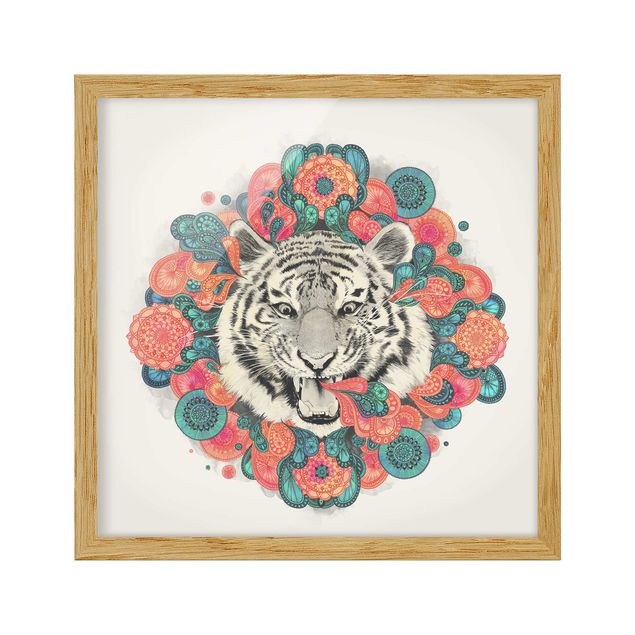 Billeder kunsttryk Illustration Tiger Drawing Mandala Paisley