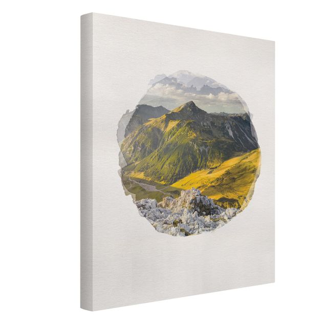 Billeder landskaber WaterColours - Mountains And Valley Of The Lechtal Alps In Tirol
