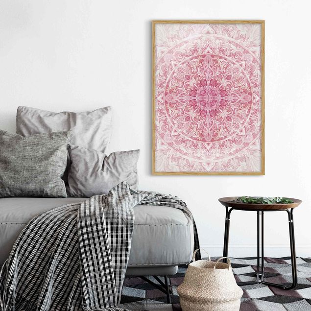 Billeder mønstre Mandala WaterColours Sun Ornament Light Pink