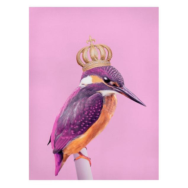 Billeder på lærred dyr Pink Kingfisher With Crown