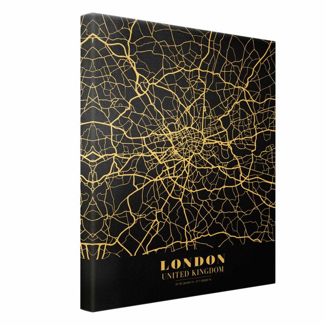 Billeder sort og hvid London City Map - Classic Black