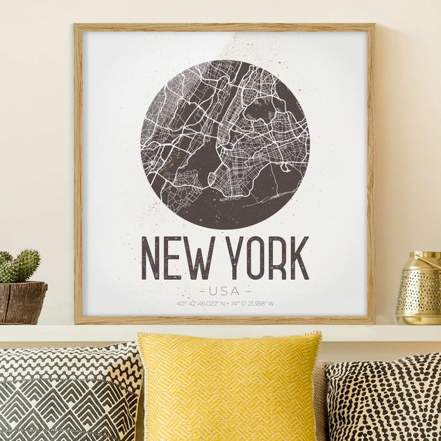 køkken dekorationer New York City Map - Retro