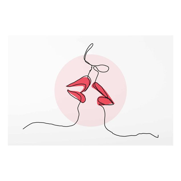 Glasbilleder abstrakt Lips Kiss Line Art