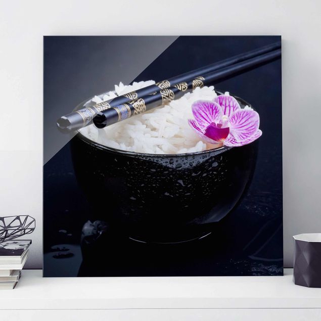 Glasbilleder orkideer Rice Bowl With Orchid