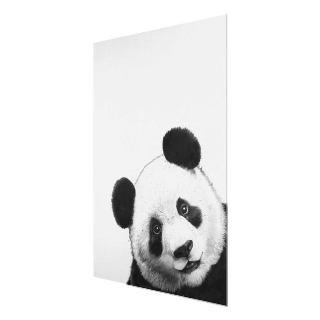 Glasbilleder dyr Illustration Panda Black And White Drawing