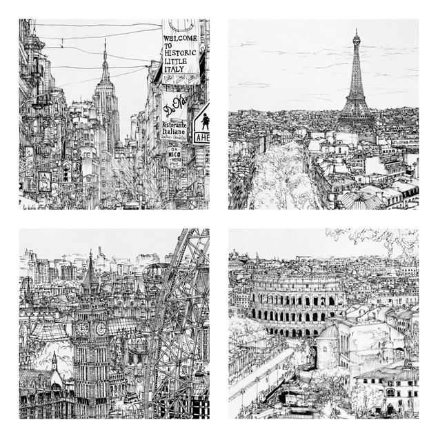 Billeder på lærred Paris City Study Set I