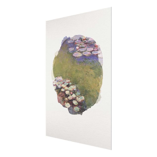 Glasbilleder landskaber WaterColours - Claude Monet - Water Lilies