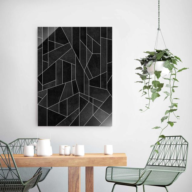 Glasbilleder sort og hvid Black And White Geometric Watercolour