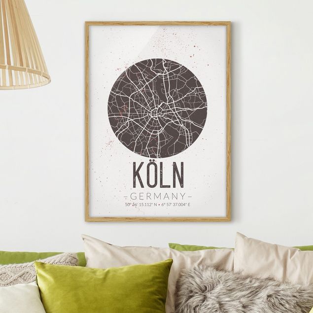 køkken dekorationer Cologne City Map - Retro