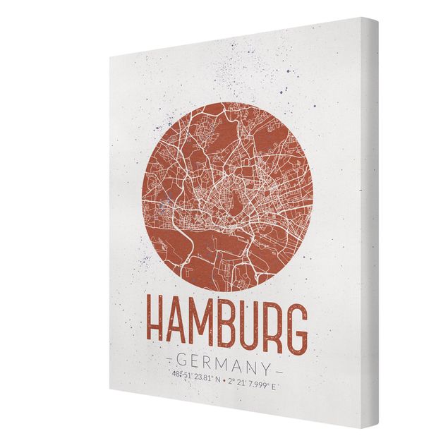 Billeder rød Hamburg City Map - Retro