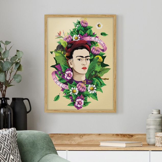 Billeder sommerfugle Frida Kahlo - Frida, Monkey And Parrot