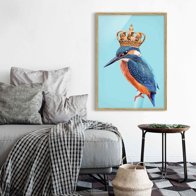 Indrammede plakater dyr Kingfisher With Crown