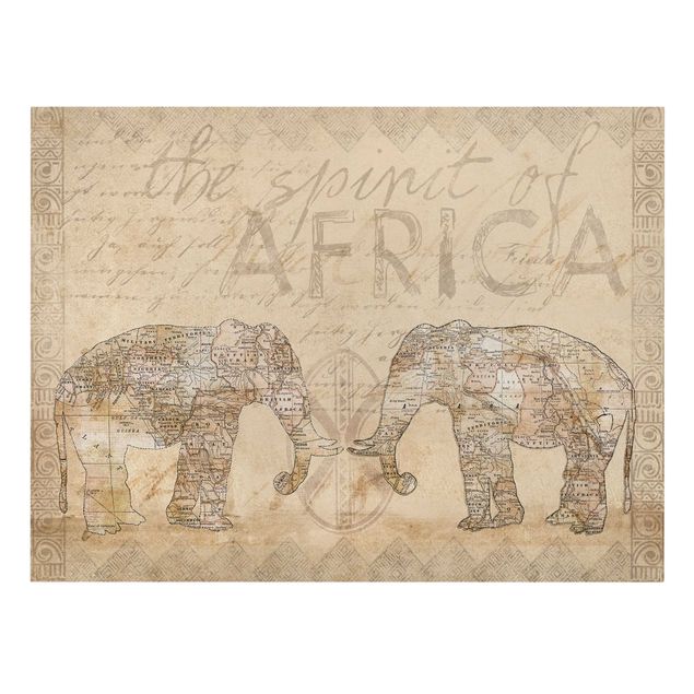 Billeder på lærred verdenskort Vintage Collage - Spirit Of Africa