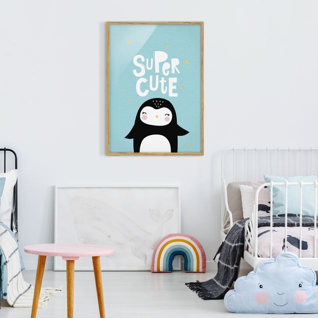 Indrammede plakater dyr Super Cute Penguin