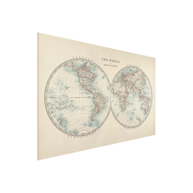 Billeder verdenskort Vintage World Map The Two Hemispheres