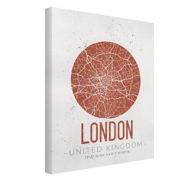 Billeder på lærred sort og hvid City Map London - Retro