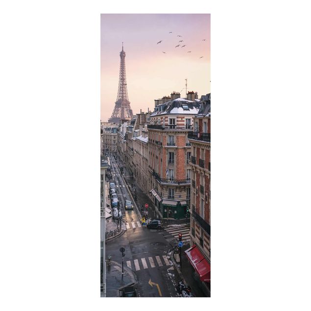 Glasbilleder arkitektur og skyline The Eiffel Tower In The Setting Sun