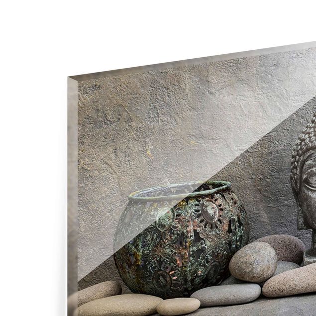 Billeder grå Zen Buddha With White Orchids