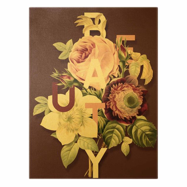 Billeder på lærred Floral Typography - Beauty