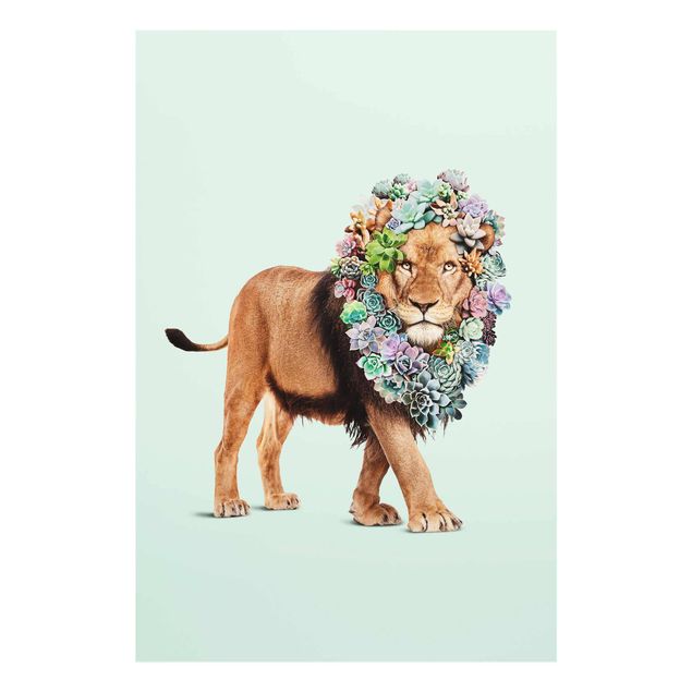 Glasbilleder blomster Lion With Succulents
