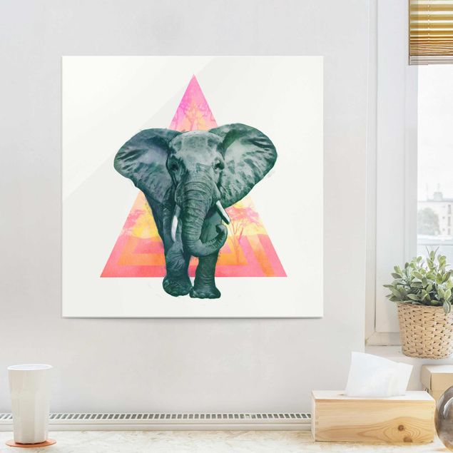 Billeder Illustration Elephant Front Triangle Painting