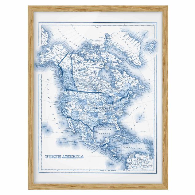 Billeder moderne Map In Blue Tones - North America