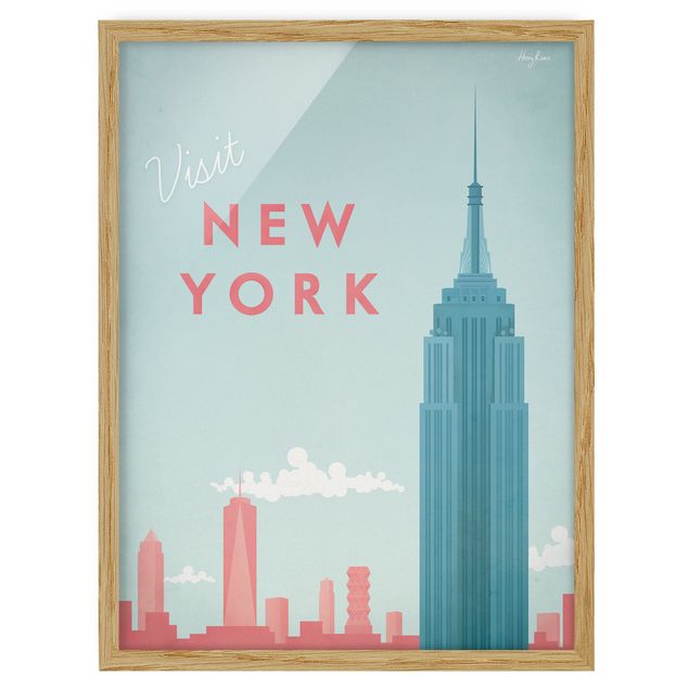 Indrammede plakater vintage Travel Poster - New York