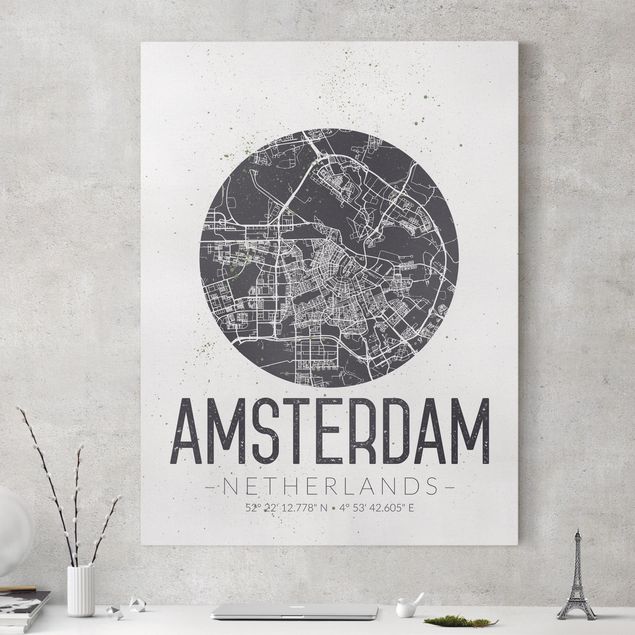 køkken dekorationer Amsterdam City Map - Retro