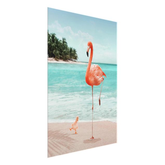 Billeder landskaber Beach With Flamingo