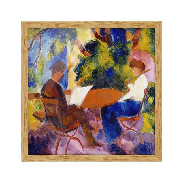 Indrammede plakater abstrakt August Macke - Couple At The Garden Table