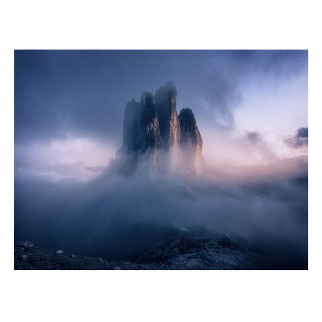 Billeder på lærred landskaber Three Peaks In Blue Light