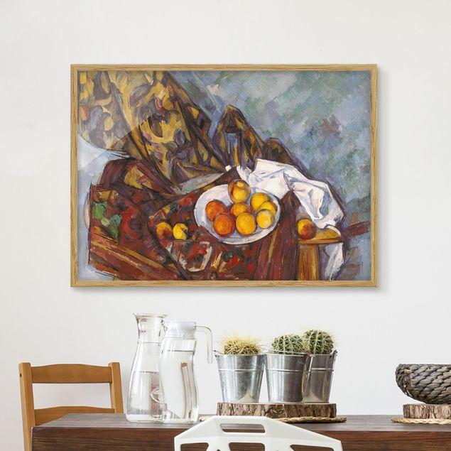Kunst stilarter impressionisme Paul Cézanne - Still Life, Flower Curtain, And Fruits