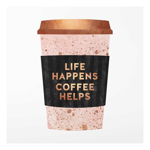 Billeder kunsttryk Life Happens Coffee Helps Gold