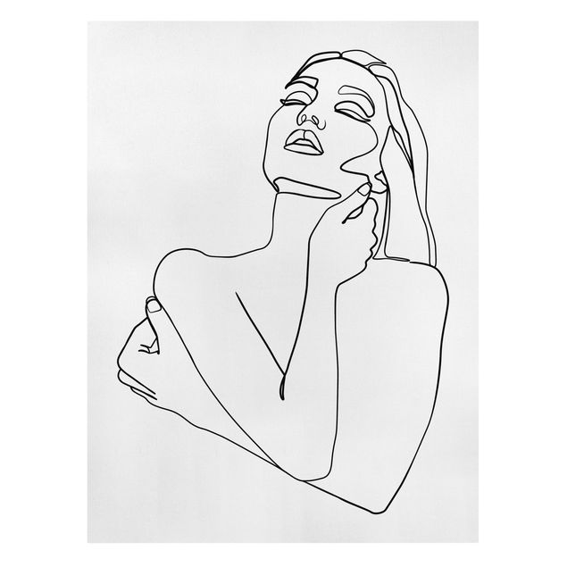 Billeder på lærred kunsttryk Line Art Woman Torso Black And White