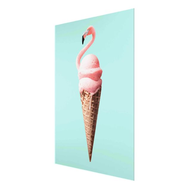 Billeder turkis Ice Cream Cone With Flamingo