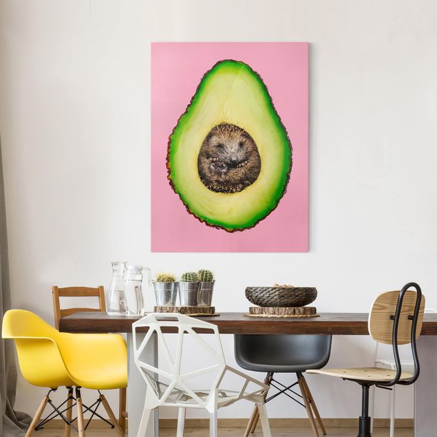 Billeder på lærred kunsttryk Avocado With Hedgehog