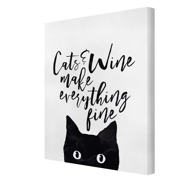 Billeder på lærred dyr Cats And Wine make Everything Fine