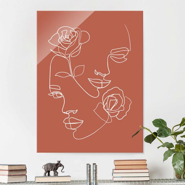 Kunst stilarter linje kunst Line Art Faces Women Roses Copper