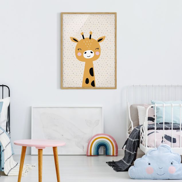 Indrammede plakater dyr Baby Giraffe