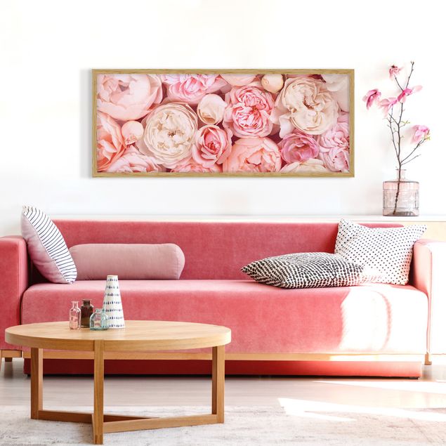 Indrammede plakater blomster Roses Rosé Coral Shabby