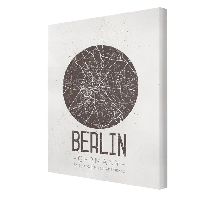 Billeder sort og hvid City Map Berlin - Retro