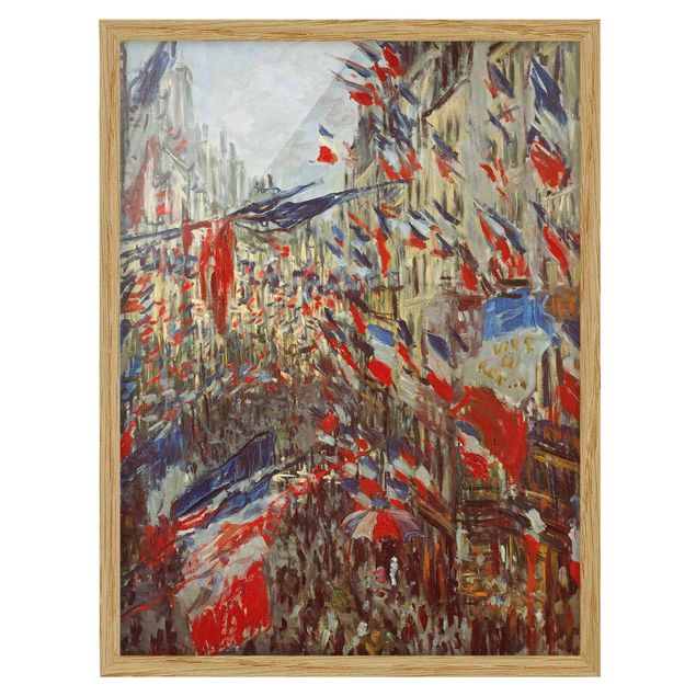Billeder arkitektur og skyline Claude Monet - The Rue Montorgueil with Flags