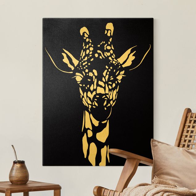 køkken dekorationer Safari Animals - Portrait Giraffe Black