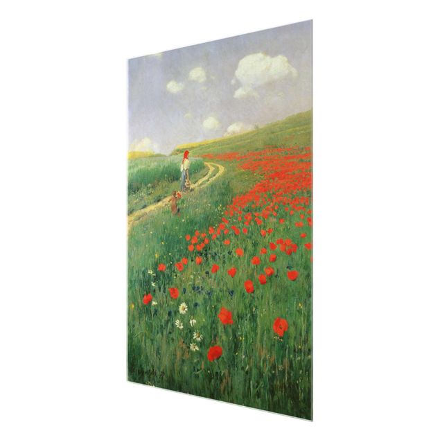 Glasbilleder landskaber Pál Szinyei-Merse - Summer Landscape With A Blossoming Poppy