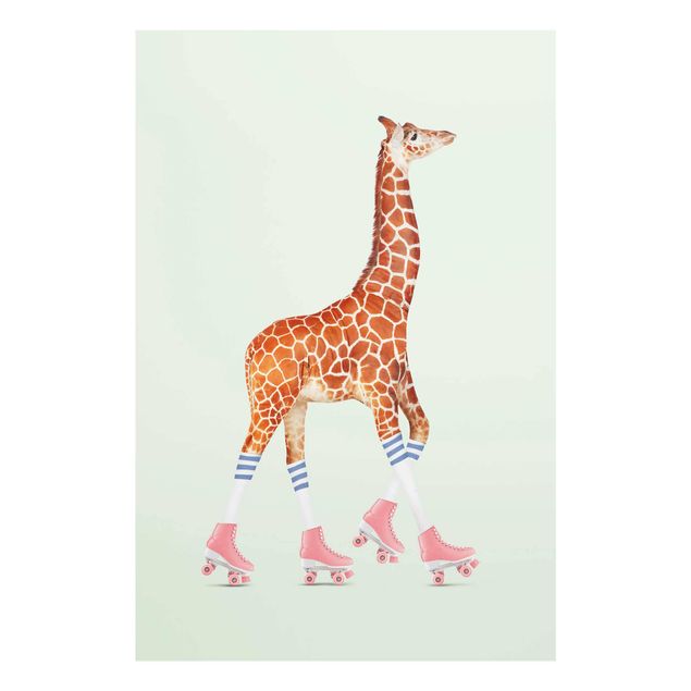 Glasbilleder dyr Giraffe With Roller Skates