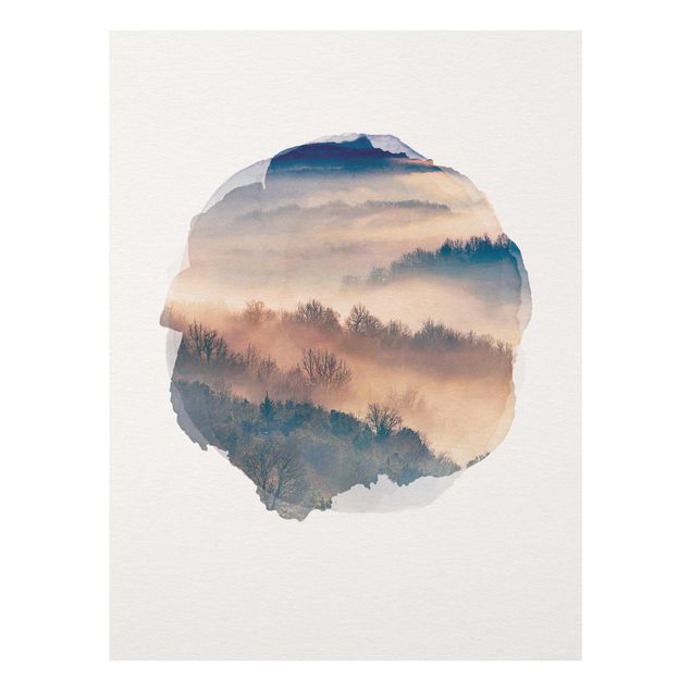 Billeder landskaber WaterColours - Mist At Sunset