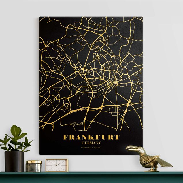 køkken dekorationer Frankfurt City City Map - Classic Black