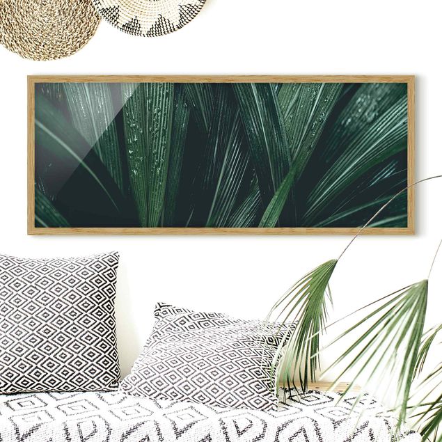 Indrammede plakater blomster Green Palm Leaves