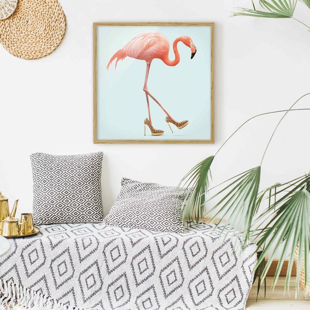 Billeder kunsttryk Flamingo With High Heels
