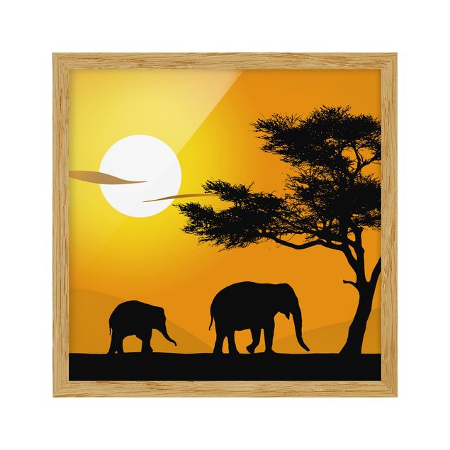 Indrammede plakater landskaber African Elephant Walk